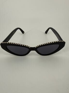 Kimeze Damba KUS027 Black Crystal Cat Eye Sunglasses Handmade Italy New
